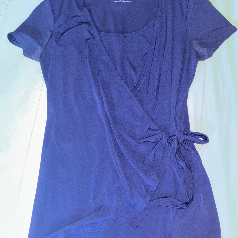 Motherhood Short Sleeve Navy Wrap Nursing Top
